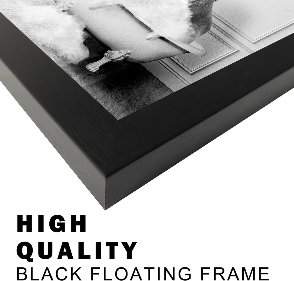 Regine Switzerland Elephant in Bathtub Wall Art | Funny Black and White Canvas Print for Bathroom Decor