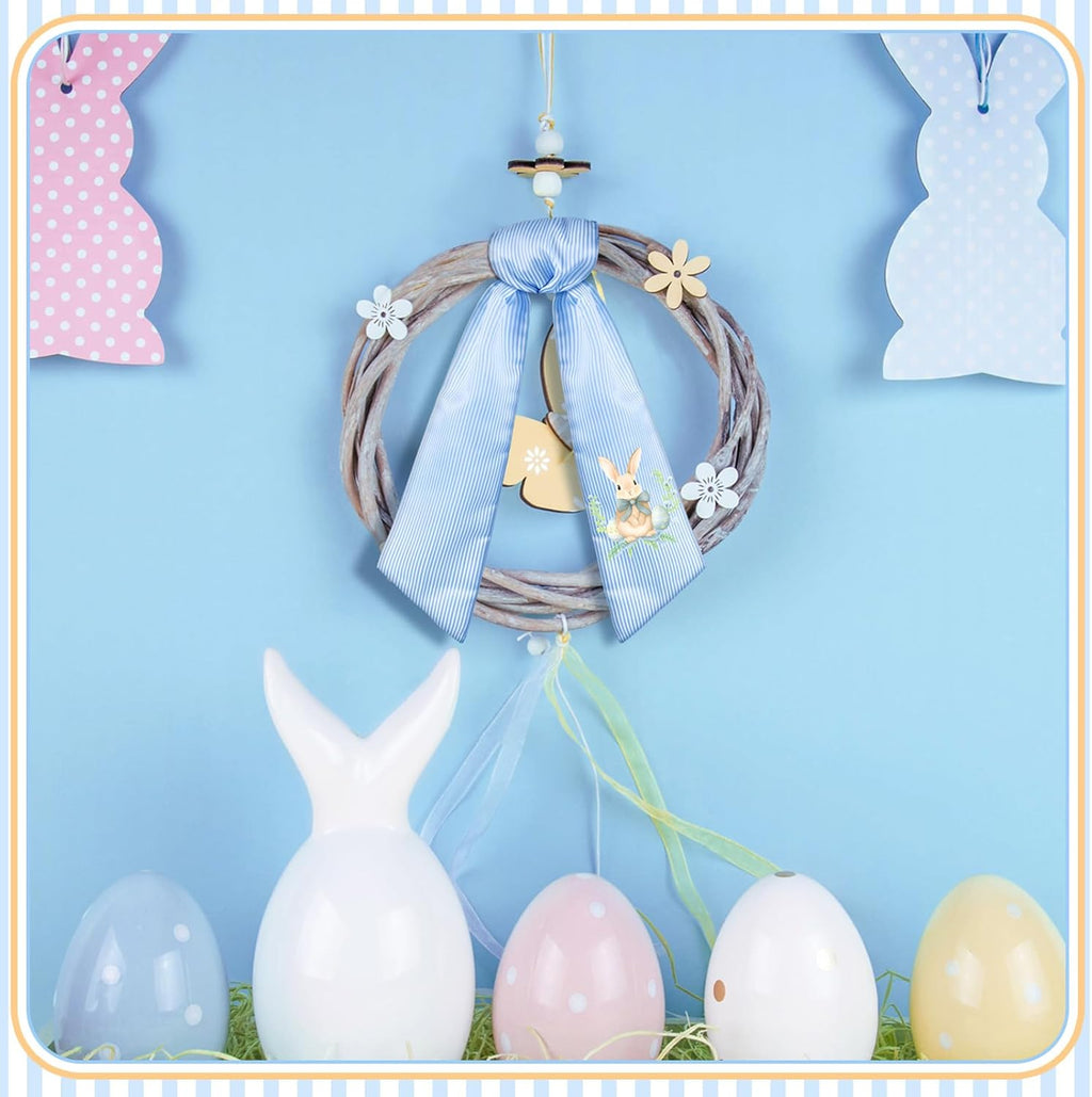 VitalCozy Easter Bunny Wreath Sash - Satin Ribbon for Monogrammed Decor | Indoor/Outdoor Use