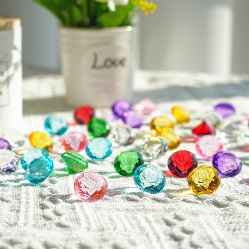 HDCRYSTALGIFTS 36pcs Multi-Color Art Glass Diamonds - Elegant Crystal Gems for Weddings & Parties