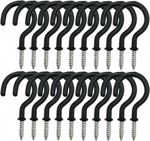 24 Pack Heavy Duty Ceiling Hooks by [Brand Name] - 2.2 Inch Black Vinyl Coated Plant Hangers for Indoor/Outdoor Use