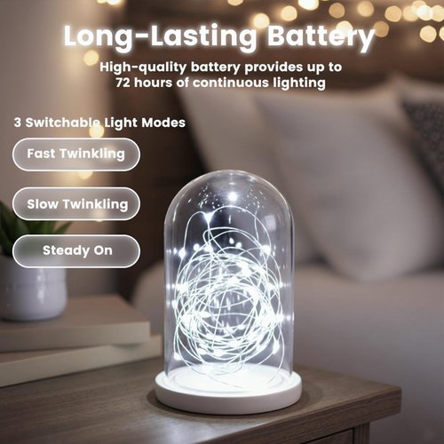 DomeStar 15Pack Fairy Lights Battery Operated, 7Ft 20 LED Waterproof String Lights Wire Firefly Starry Moon Light for DIY Mason Jars Party Centerpiece Table Valentine's Day Decorations Tree Ornament