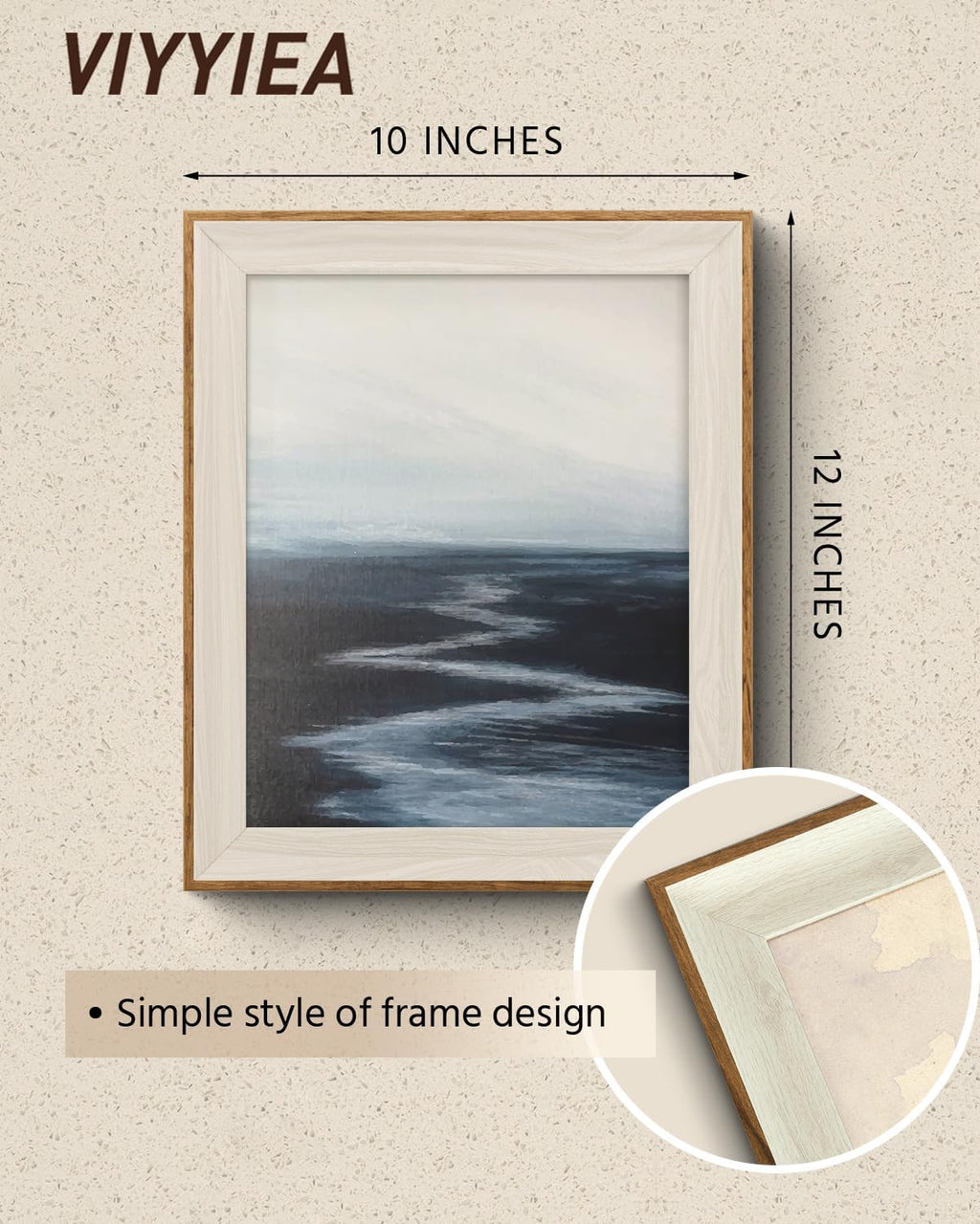 VIYYIEA Framed Wall Art - Abstract River Canvas Print for Living Room | 12" x 10" Landscape Decor
