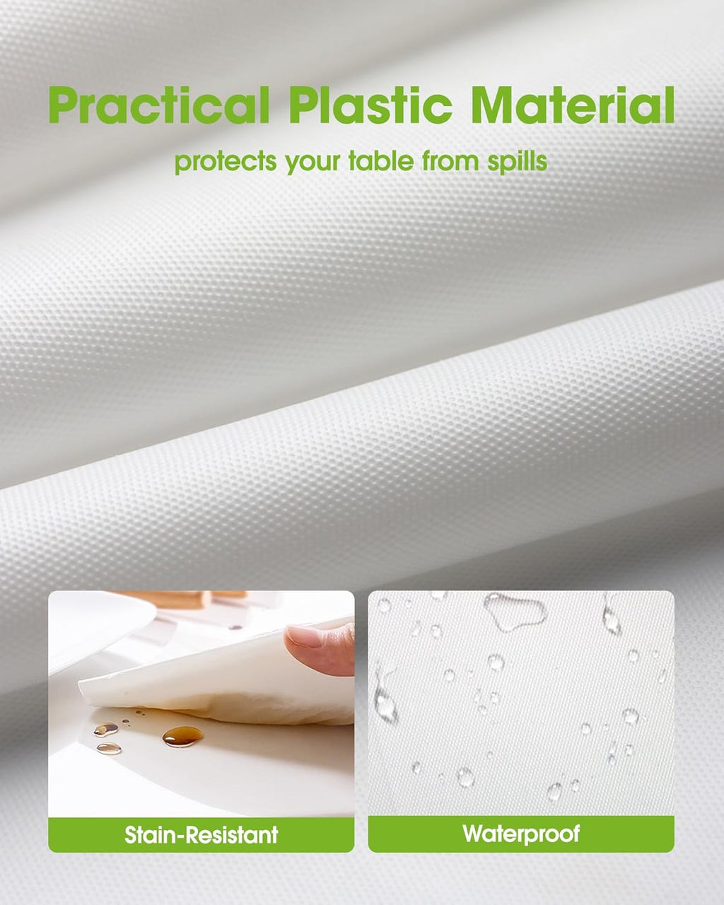 Pureegg Disposable Plastic Tablecloths - 54 x 108 Inch, Leakproof & Sturdy, 8 Pack, White for Parties & Weddings