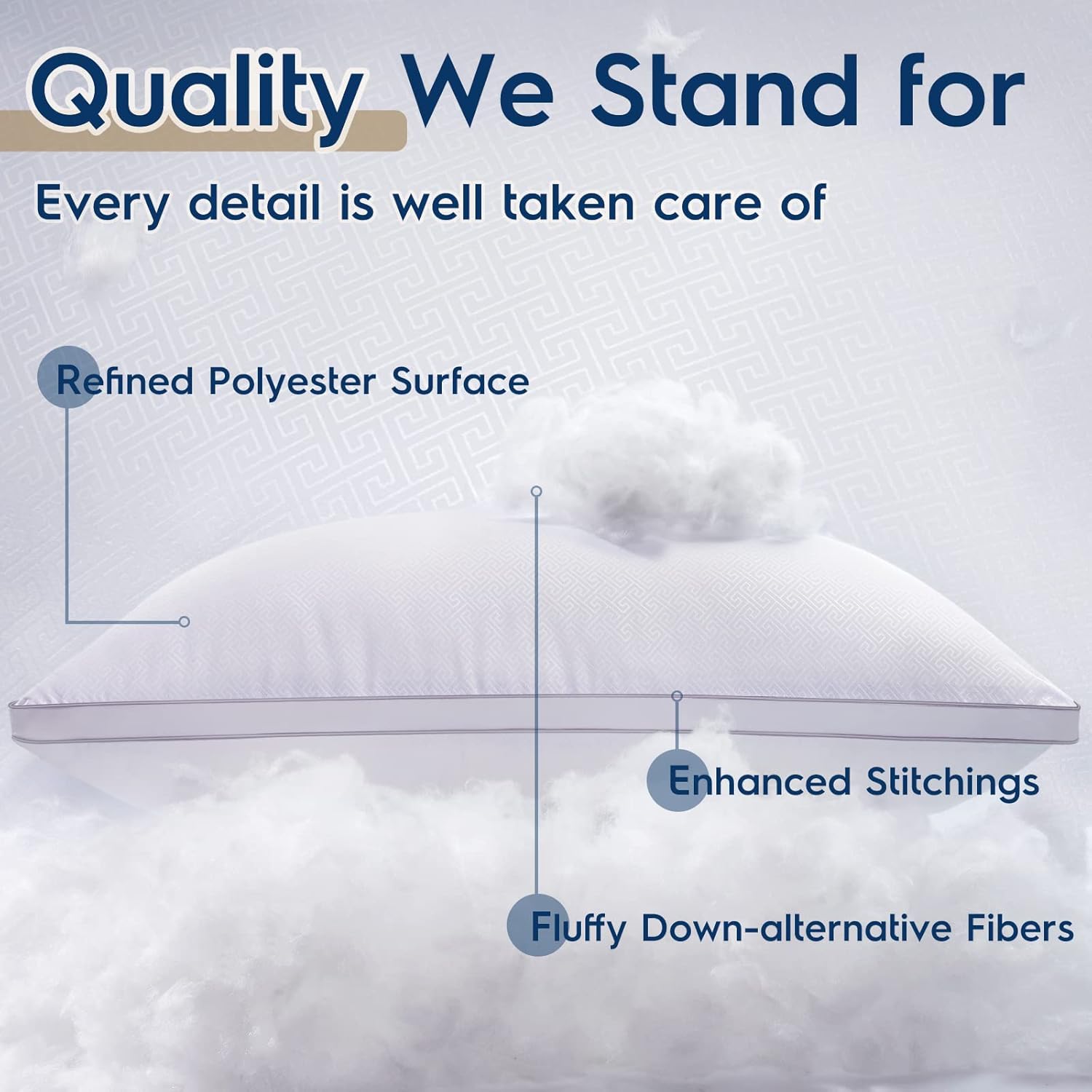 Viewstar Bed Pillows - Hotel Quality Cooling Down Alternative | Set of 2 Gusseted King Size, White