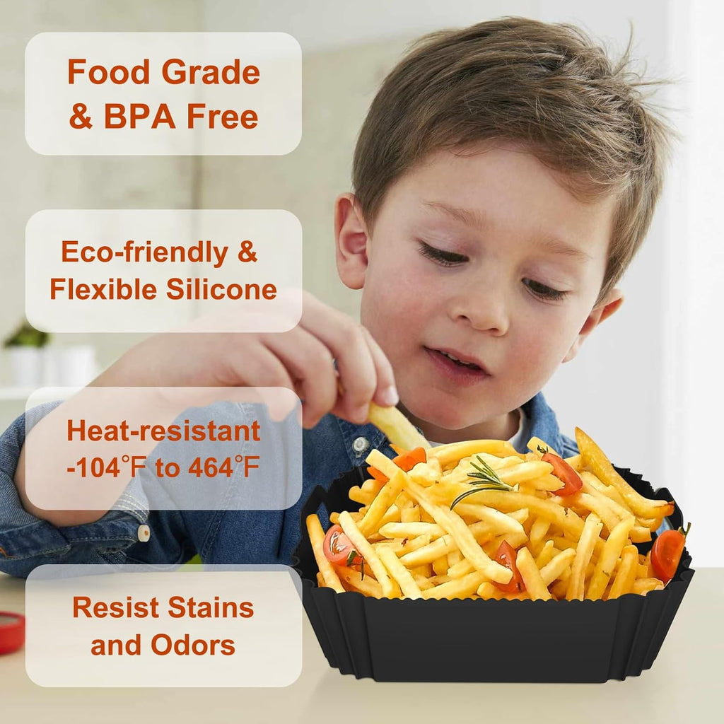 Skiennix Silicone Air Fryer Liners - Reusable 7.1 Inch for 4-7 QT Square Air Fryers | Baking Tray Accessories