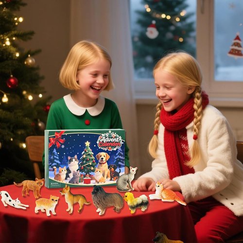 Animals Advent Calendar 2025 - 24 Days of Cat & Dog Figurines | Christmas Countdown for Kids & Adults