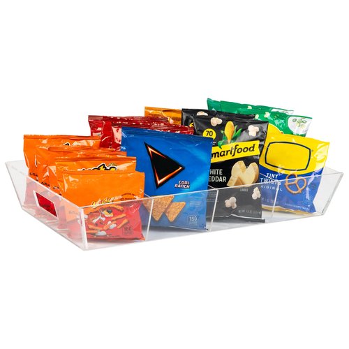 Mind Reader Snack Tray, Countertop Organizer, Snack Tray, Pantry, Breakroom, Kitchen, 19.25" L x 11.3" W x 3.3" H, Clear