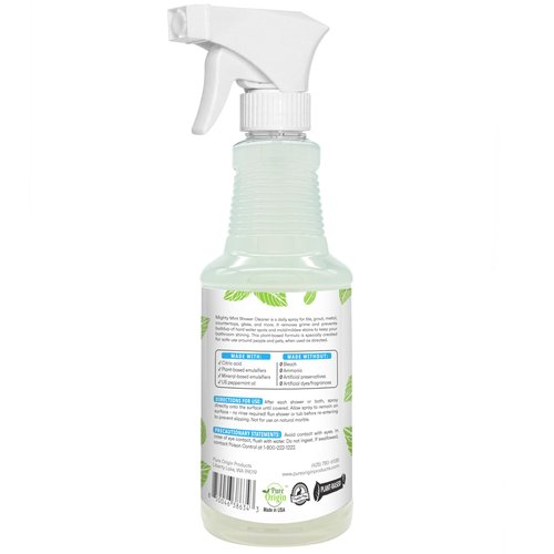Mighty Mint Daily Shower Cleaner Spray – No Rinse, No Scrub Solution for Glass, Tile & Grout – Plant Based Formula with Peppermint Scent - 16 oz.