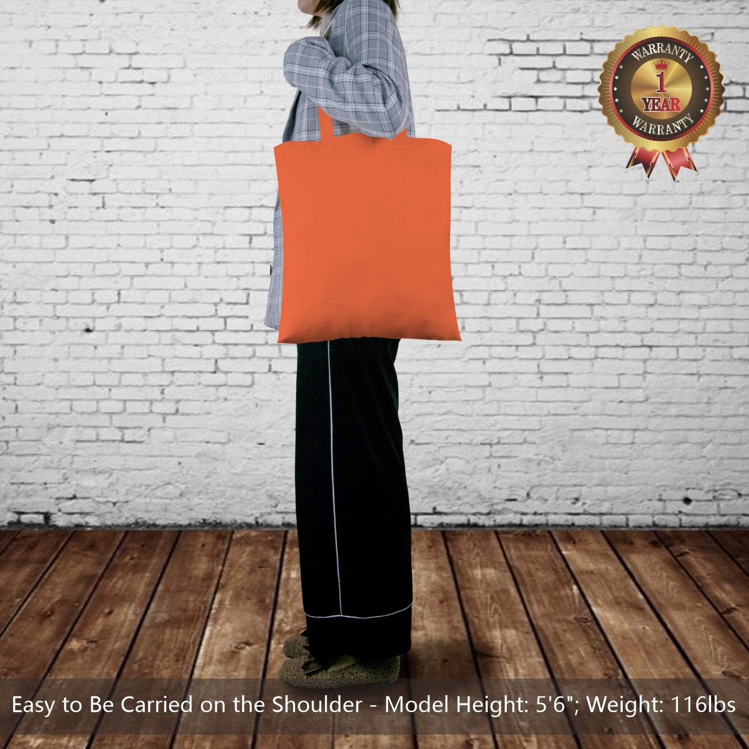TOPDesign 24-Pack Orange Cotton Tote Bags - Lightweight, Reusable Grocery Bags for DIY & Promotions