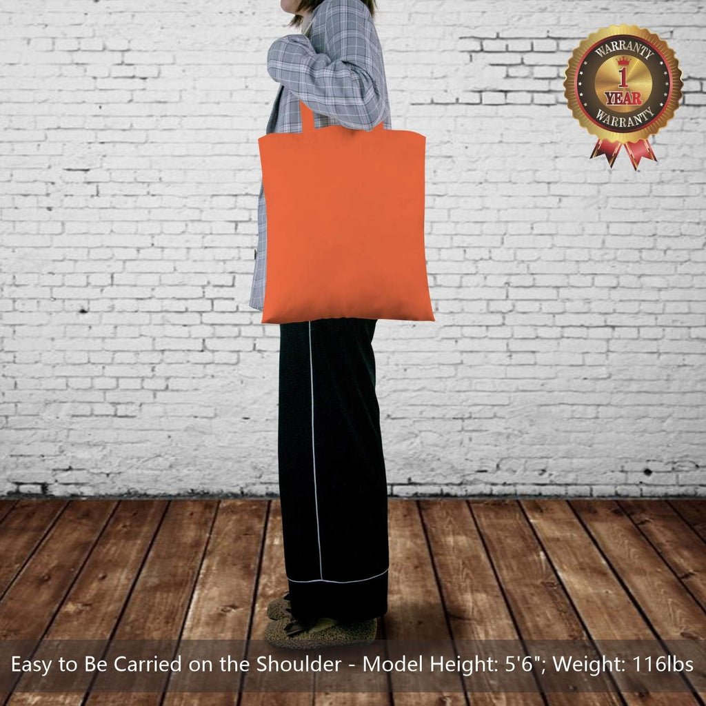 TOPDesign 16"x15" Orange Cotton Tote Bags - 6-Pack Lightweight Reusable Grocery Bags for DIY & Promotions