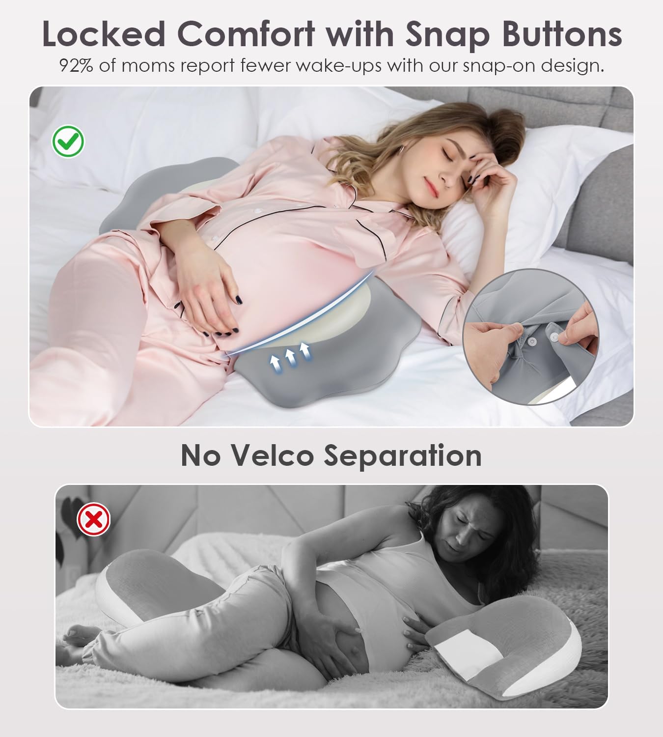 Skiennix Memory Foam Pregnancy Pillow - Adjustable Maternity Support for Side Sleepers | Comfortable Back & Belly Relief