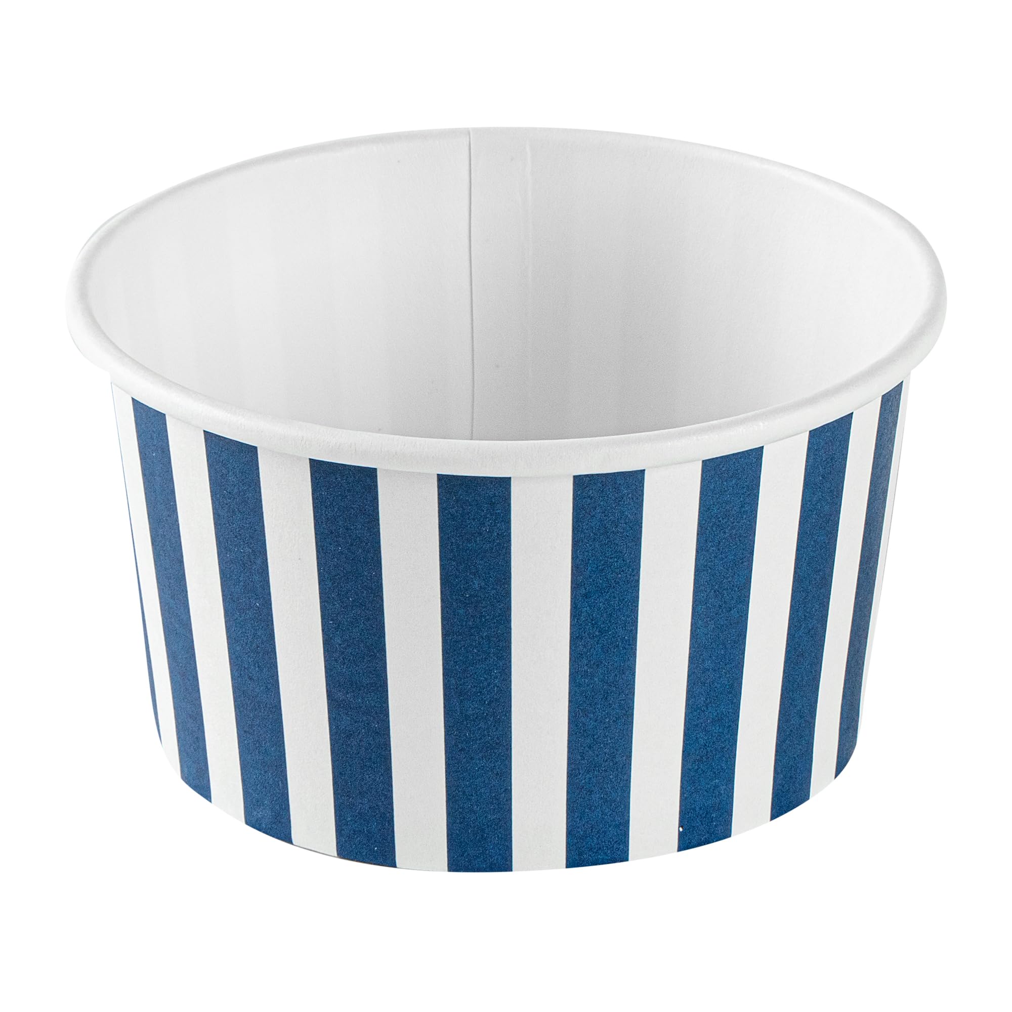 Restaurantware Coppetta 8 Ounce Dessert Cups, 200 Disposable Ice Cream Cups - Lids Sold Separately, Sturdy, Blue And White Paper FroYo Bowls, Striped, For Hot And Cold Foods, Perfect For Gelato