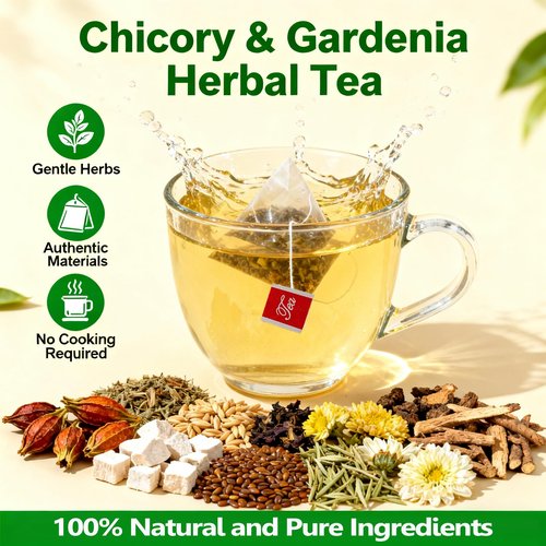 Chicory and Gardenia Tea, Liver and Kidney Detox, Nine Organic Herbal Ingredients, Sugar & Caffeine Free Chinese Herbal Tea with Chicory, Gardenia, Dandelion Root for Wellness 300g (5g*60 Packs）