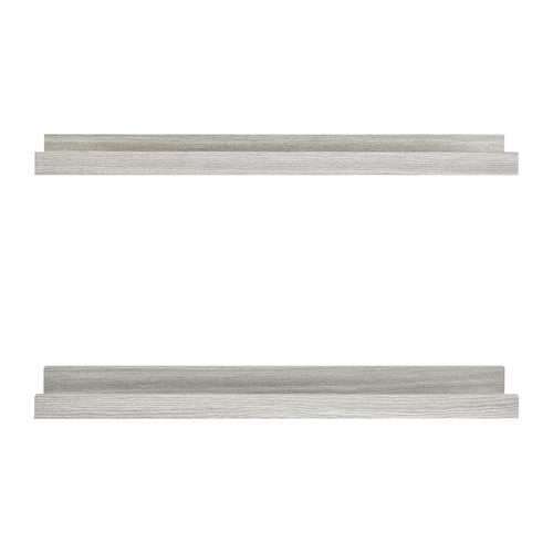 MCS Picture Ledge Shelf, Room Decor Floating Shelf, Gray Woodgrain, 23.75 Inch, Set of 2