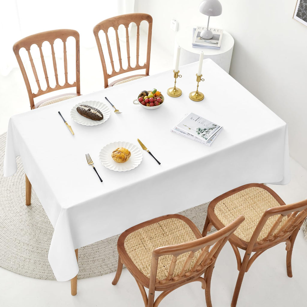 Romanstile 6 Pack White Round Tablecloth 108 Inch, Reusable and Washable Circle Table Clothes, Stain Resistant Polyester Fabric Table Cover for Wedding, Party, Banquet, Gathering