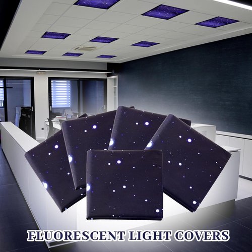 Hortsun 4 Pack 4 x 2 Feet Fluorescent Light Covers, Magnetic Light Filters for Classroom Ceiling, Decorative Lights Shade for Office Home Hospital(Starry Sky)