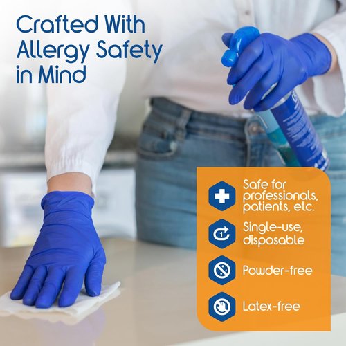 Inspire Cobalt Blue Nitrile Disposable Gloves - 4.5 Mil Medical Exam & Cleaning Safety Gloves