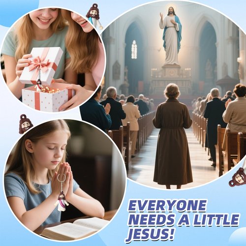 25 Pack Little Jesus Figurines Keychains, Christian Little Jesus Figures Printed With Jesus Love You Hanging With Keyrings For Hide and Seek Religious Party Favors, Baptism Easter Festival Presents