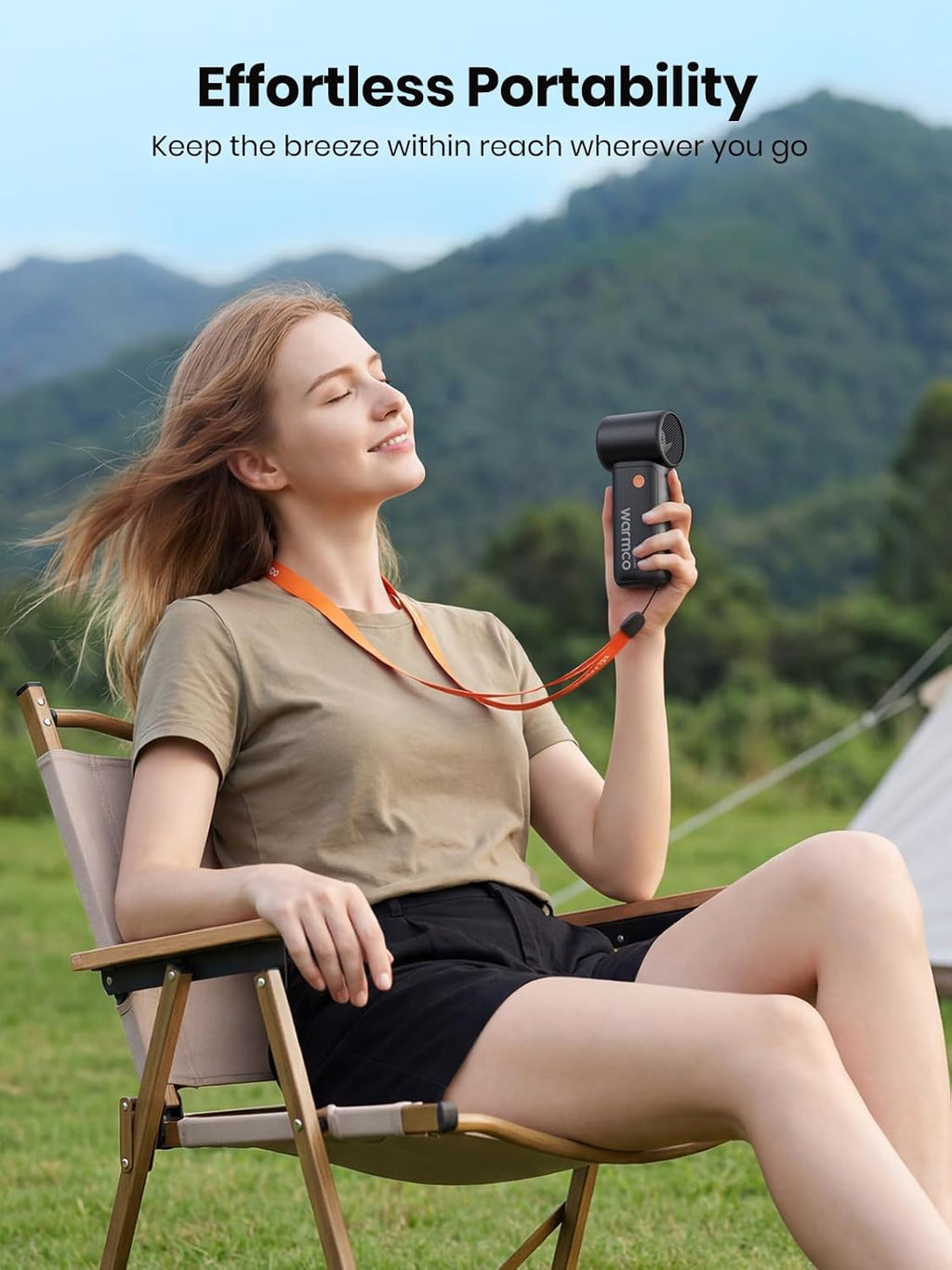 Warmco 10000mAh Turbo Portable Handheld Fan - 36H Runtime, USB Rechargeable, 5 Speeds & LED Display for Travel