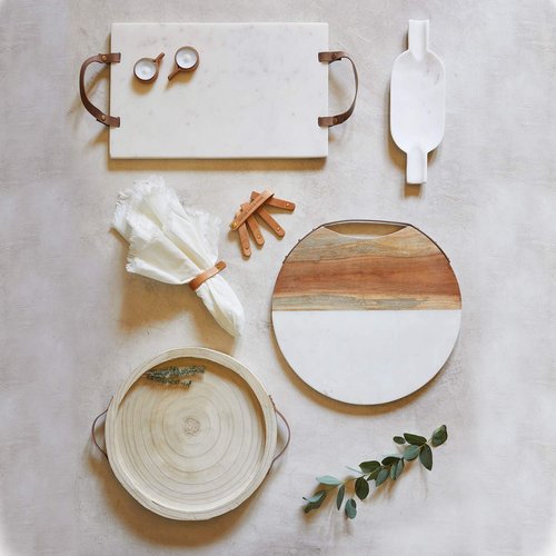 Creative Brands Santa Barbara Design Studio - Tablesugar Round Cheese Board, 14-Inch, Acacia Wood and Marble