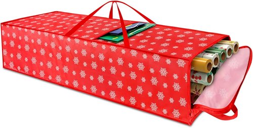 Christmas Wrapping Paper Storage - 40 Inch Organizer for 20 Rolls | Breathable Fabric, Square Design