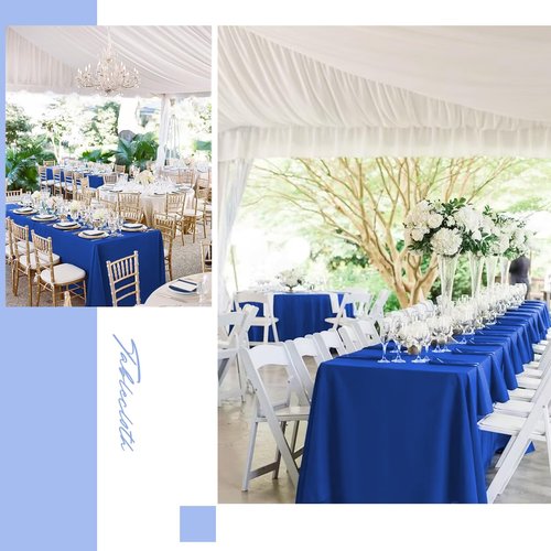 8 Pack Rectangle Tablecloth,90 x 132 inch Royal Blue Tablecloth Polyester Table Cloth for 6 Ft Rectangle Tables,Stain and Wrinkle Resistant Washable Fabric Table Covers for Wedding,Restaurant,Party
