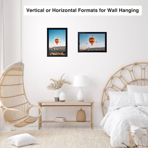 JCJMY 8.5x11 Picture Frame Set of 6 - Black Wall Mounting Frames for Horizontal or Vertical Display