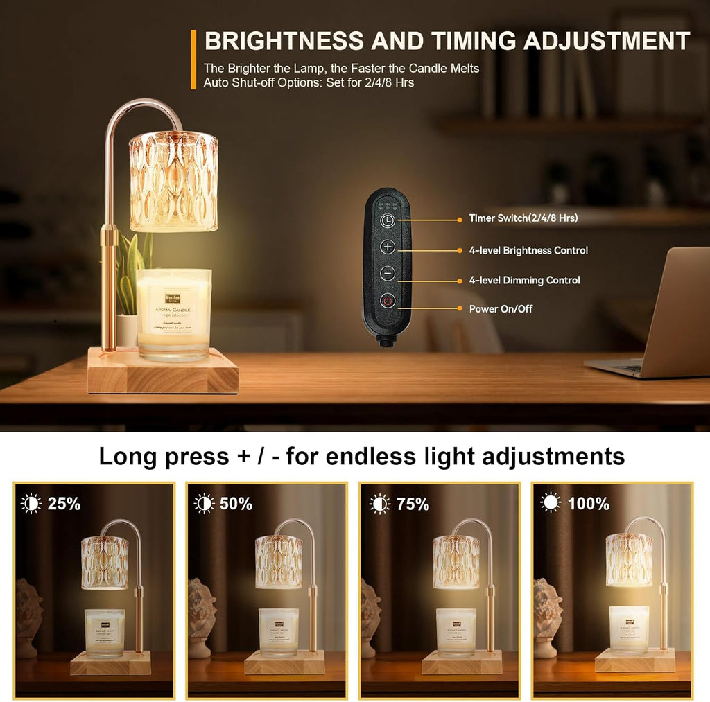 Skiennix Candle Warmer Lamp - Adjustable Height & Dimmable | 3 Bulbs & Timer | Perfect Gift for Women & Home Decor
