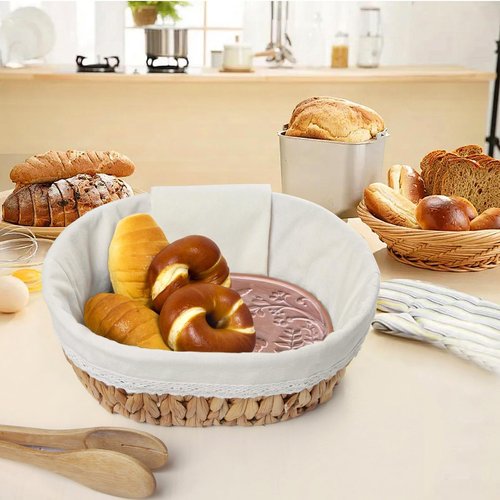 Bread Warmer Basket with Stone - Large Bread Baskets for Serving/House Warming Gifts New Home for Women/Kitchen Gifts for Bakers Hostess