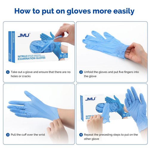 JMU Nitrile Exam Gloves Small, 3.5 Mil, Powder-Free, Latex-Free, Disposable Medical Glove, Blue, 2000 Count