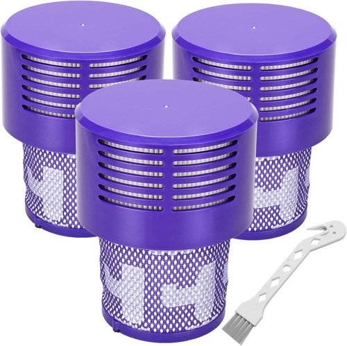 Dyson V10 Replacement Filters - 3-Pack with Cleaning Brush for V10 Cyclone Series, Absolute, Animal, Total Clean