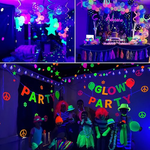 OMIKA 2 Pack Globe Fairy Lights Battery Operated, 15Ft 30LED UV Black String Lights 8 Modes with Remote Waterproof Indoor Outdoor Decorative Christmas Black Lights for Bedroom Glow Party Patio Garden