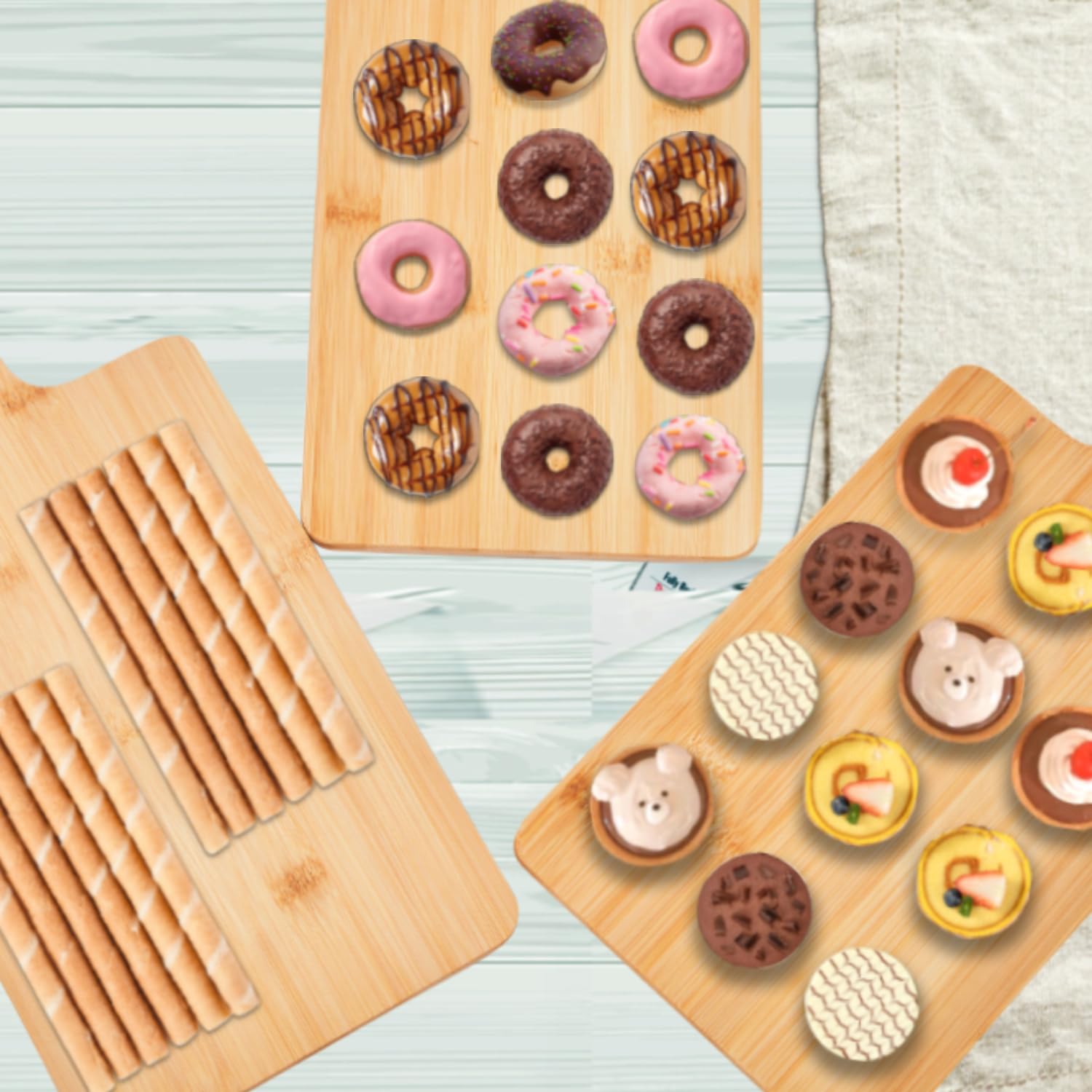 Benhurb 10pcs Wood Cutting Boards Bulk for Kitchen, 15x7 inch Personalized Bamboo Charcuterie Boards Customized Laser Engraving Serving Chopping Board for Pizza, Cheese, Dessert, Fruit, Vegetables