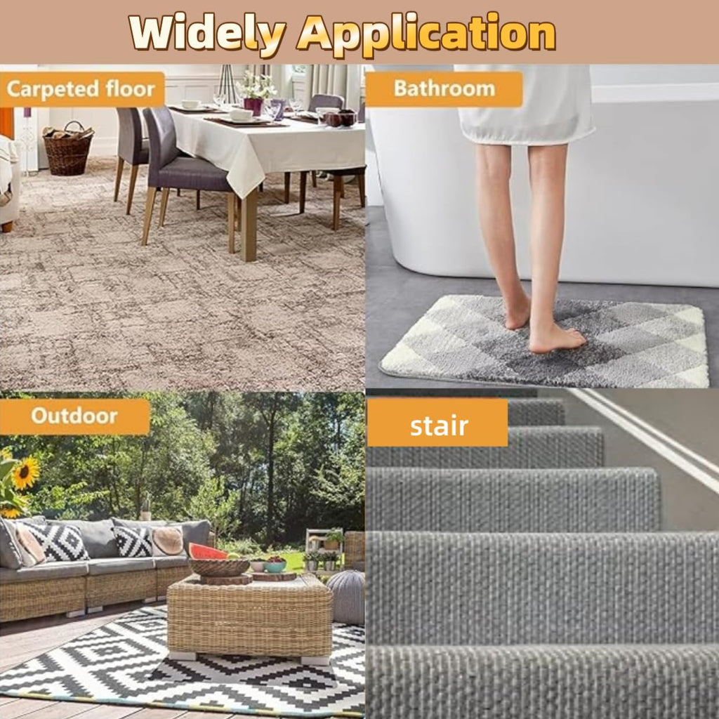 Skiennix Non-Slip Carpet Grippers - Strong Adhesive Double-Sided Tape Pads | 10-Pack for Area Rugs
