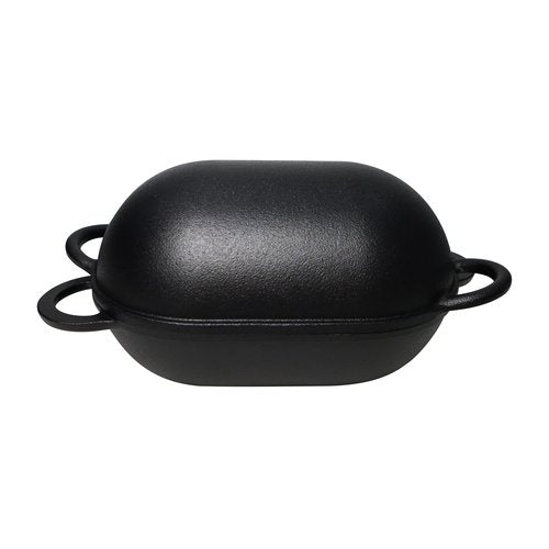 Crucible Cookware Cast Iron Bread Pan with Lid (Pre-Seasoned) with Loop Handles – Oven Safe Form for Baking and Cooking, Artisan Bread Kit - Loaf Pan