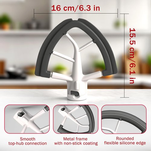 Flex Edge Beater for KitchenAid 4.5/5 Qt Tilt-Head Mixer – Flexible Silicone Edge kitchen aid paddle attachments, Auto-Scrape Bowl Scraper, For Kitchen Aid Accessories and Attachments (Gray)
