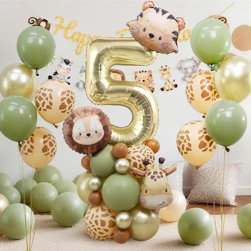 Jungle Safari Birthday Balloons, Wild One Animal Balloons Safari Birthday Party Supplies for Safari Birthday Wedding Shower Party Decorations