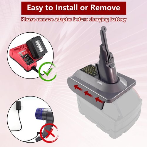 ASUNT New Version V8 V7 Battery Adapter for Milwaukee M-18 18V Li-ion Battery Convert to Replace for Dyson V8 V7 Battery Work for Dyson V8/7 Vacuum Cleaners V8/7 Animal V8/7 Absolute V8/7 Motorhead