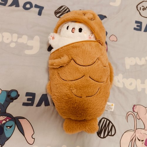 Karoeiwa Cute Taiyaki Cat Plush Pillow Small Size 11.8 inch Kitten Inside Fish 2 in 1 Kitty Stuffed Animal Ultra Soft Plushies Toys Gifts for Kids Girlfriend Orange