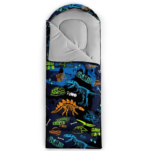 Smell Sunshine Kids Sleeping Bag for Boys Girls,Cartoon Dinosaur Print-Lightweight Warm Portable Outdoor Indoor-Waterproof Cold Weather Resistant Sleeping Bag for Camping Hiking(Dinosaur)