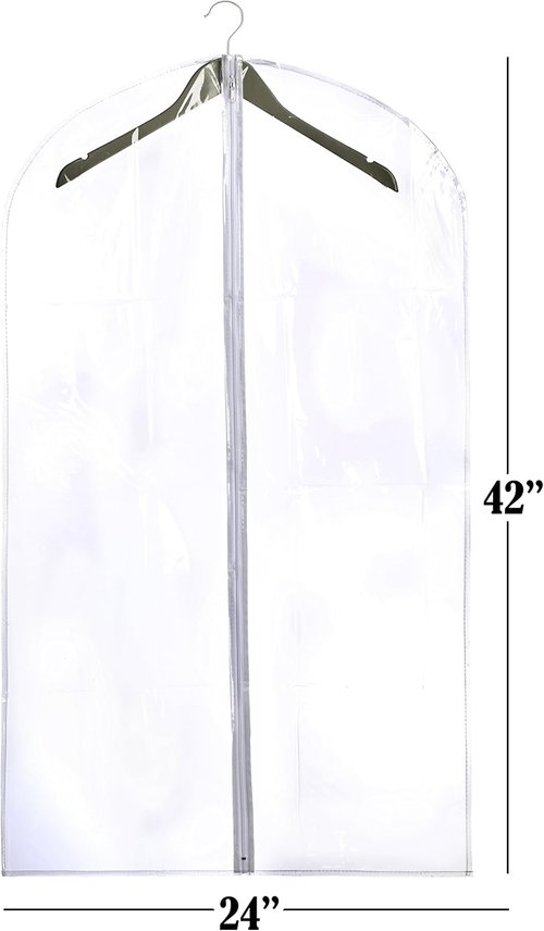 Handy Laundry Clear Vinyl Garment Bag - Protect Clothing While Traveling | Set of 2 (24 X 42 Inches)