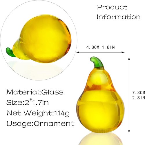 Crystal Pear Figurines | Elegant Glass Collectibles for Office Decor - Perfect Tabletop Centerpiece