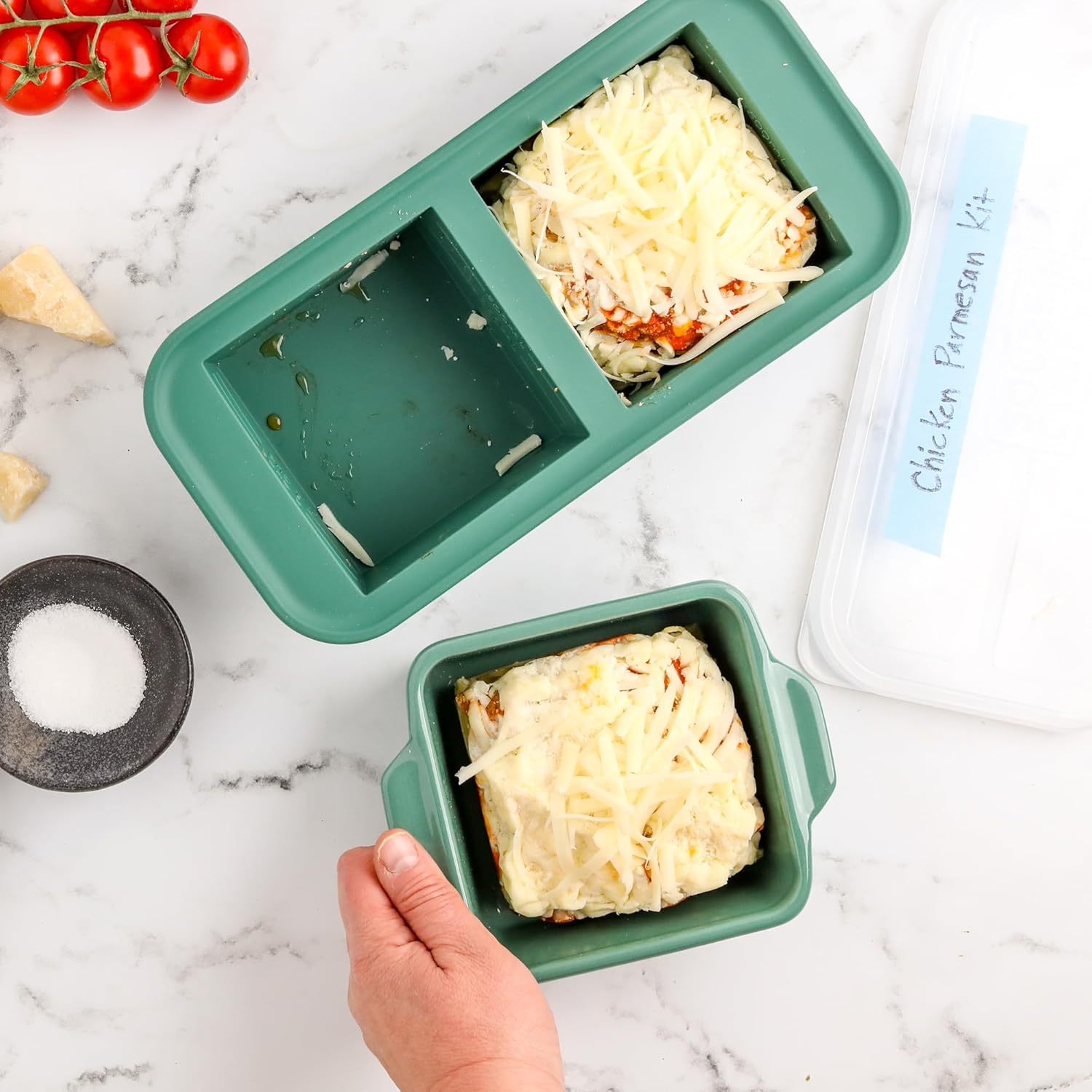 Souper Cubes Stoneware Baking Dishes - Premium 5" x 5" Mini Ceramic Set with Silicone Covers - Made in USA