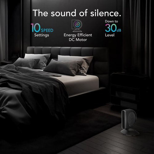 Vornado STRATA 8T Oscillating Table Fan with Remote, Energy Efficient DC Motor, Removable Grille, Pivoting Head, 10 Electric Fan Speeds, Quiet Operation, Versatile Fan for Bedroom & Home
