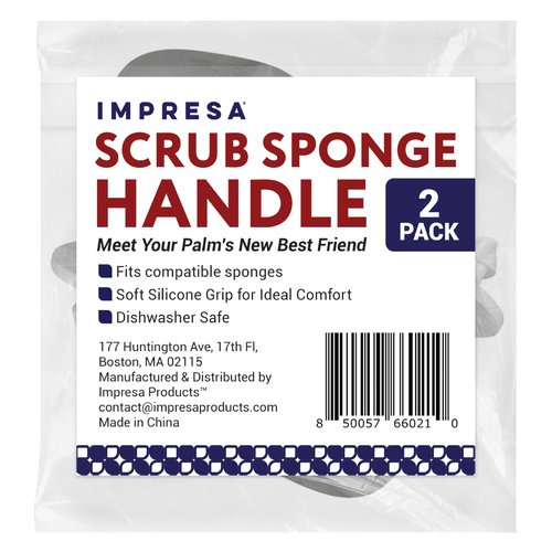 Impresa Dish Mommy Wand Palm Holder - Compatible with Scrub Mommy & Scrub Daddy Sponges - Refillable Silicone Pads - Ergonomic Grip for Handheld Silicone Dish Sponge - Gray/White, Pack of 2