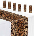 MUNILAIL 6 PCS Leopard Print Table Runner 14 x 108 Plastic Cheetah Print Table Runner for Jungle Safari Party Birthday Bachelorette Wedding Disposable Tables Runner
