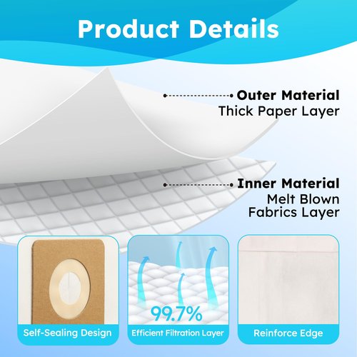 LotFancy 9 Pack Style 7 Vacuum Bags for Bissell PowerForce 1739 3522 3525 71Y7, PowerGlide 3545, Plus 3550 3553, Lift-Off 3554, Powertrak 6592, Powerlifter Pet 2019 Series Upright Vacuums