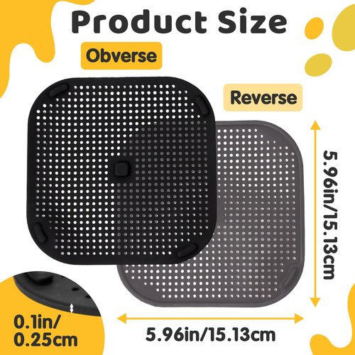 2 PCS Updated Heat Resistant Splatter Screen Compatible with Ninja Crispi Air Fryer Accessories;Food-Grade Silicone Splatter Shield Compatible with Ninja FN101-Prevent Oil Splatter.(Gray & Black)
