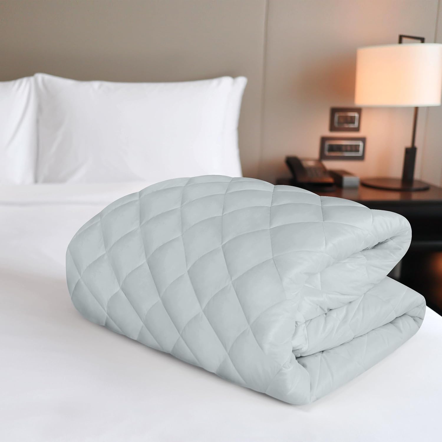 Utopia Bedding Quilted Twin Mattress Pad - Elastic Deep Pocket Protector | Machine Washable Light Grey