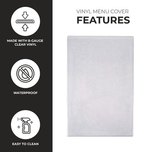 Risch Double-Sided All Clear Vinyl Menu Cover, Two-Sided 2 View Plastic Menu Holder, Slip in Top-Loading Cover, Wipeable, Reusable, 11” x 17”, Pack of 24